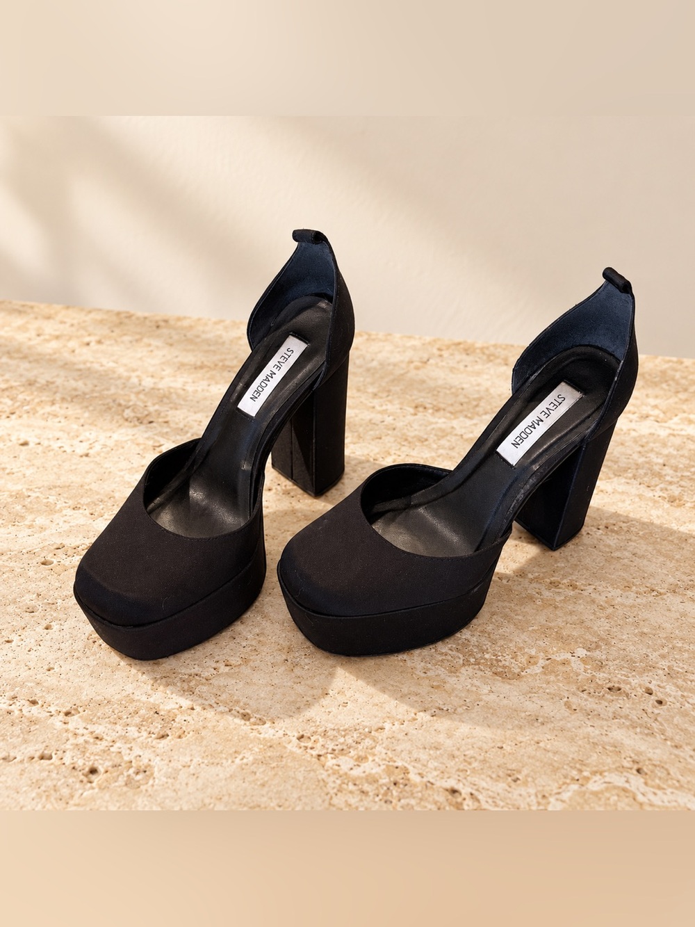 Steve Madden Black Suede Platform Block Heels